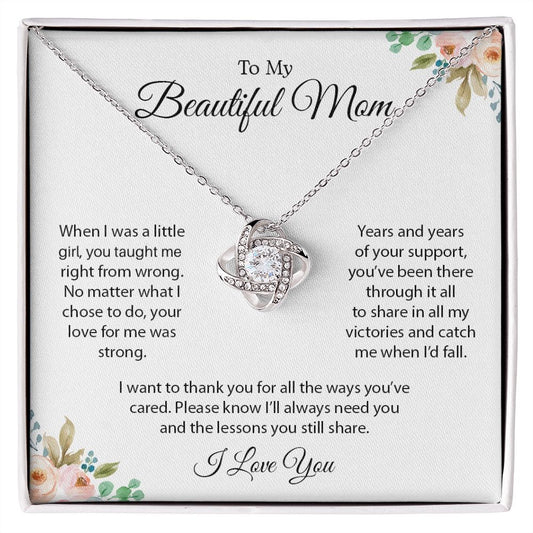 To My Beautiful Mom |  Love Knot Necklace